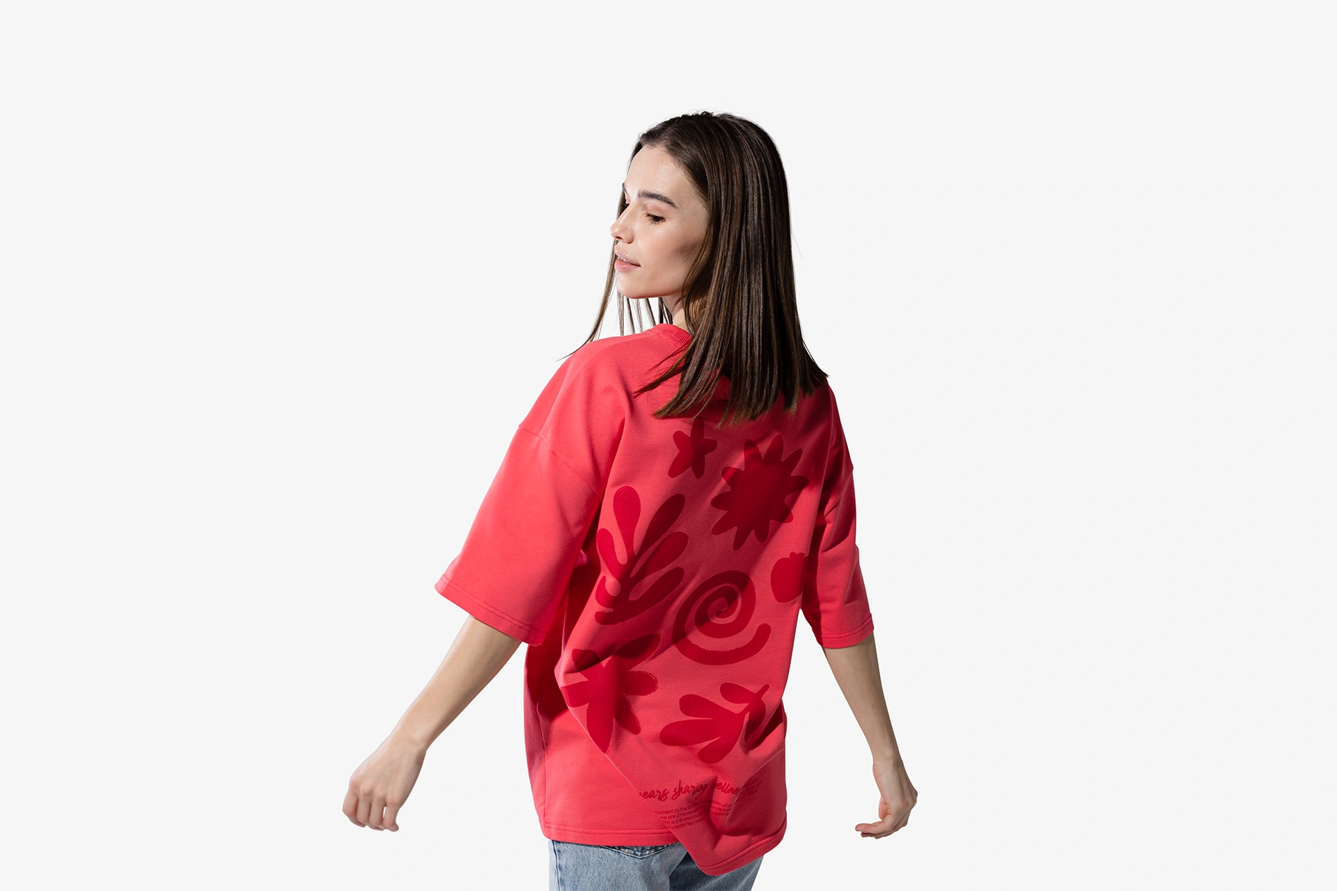 Tricou oversize, culoarea coral